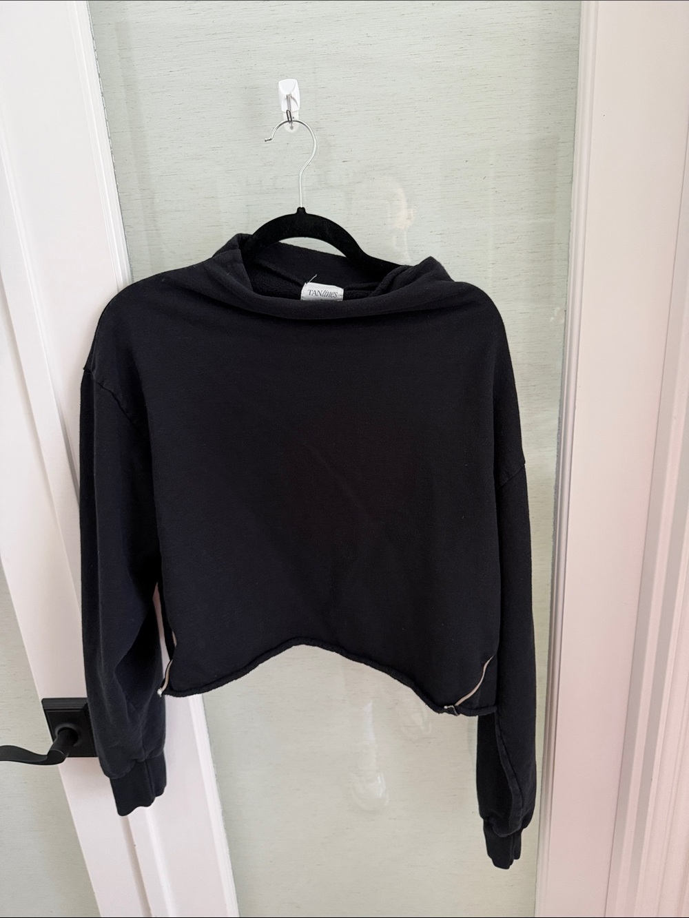 Cropped Off-the-Shoulder Black Sweater — Tan Lines